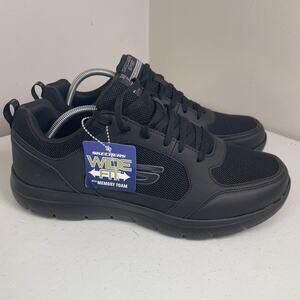 Skechers Sport Mens Size 10 Wide Shoes All Black New Memory Foam 56279WR